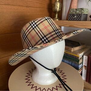Vintage plaid check western style hat